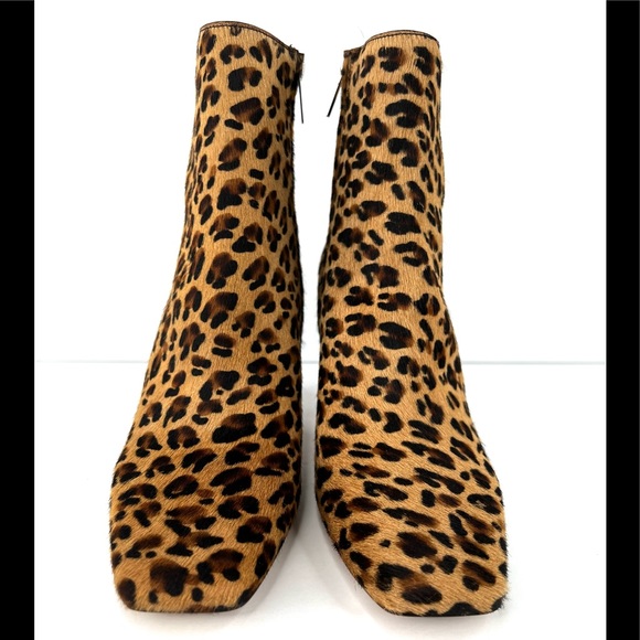 Jimmy Choo Mirren Calf Hair Leopard Print Fur Side Zip Fur Ankle Boots Size 39 - Picture 3 of 10